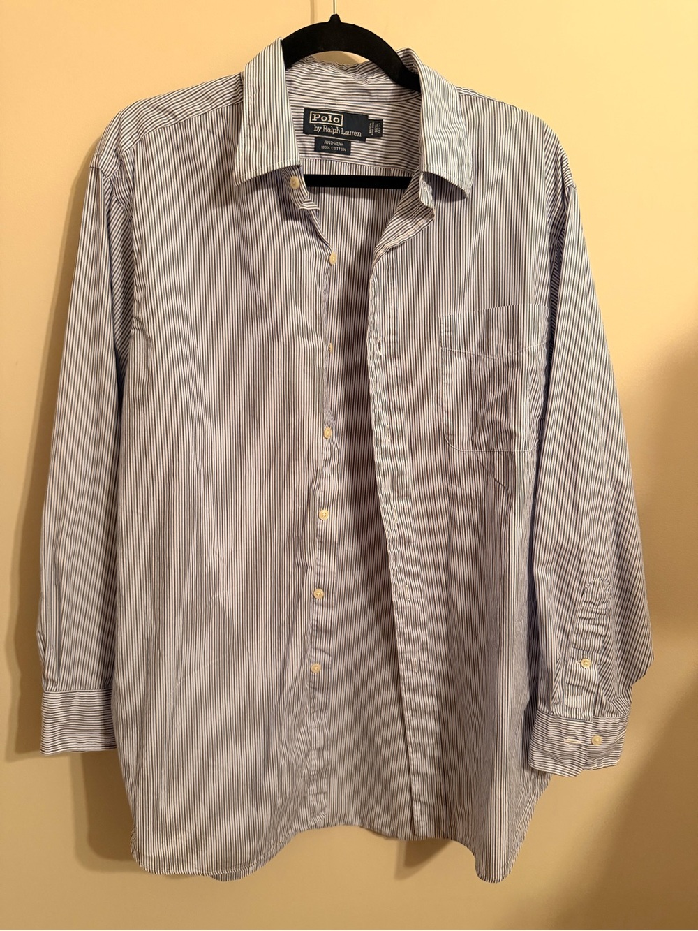Ralph Lauren Men's Thin Blue Stripe Dress Shirt